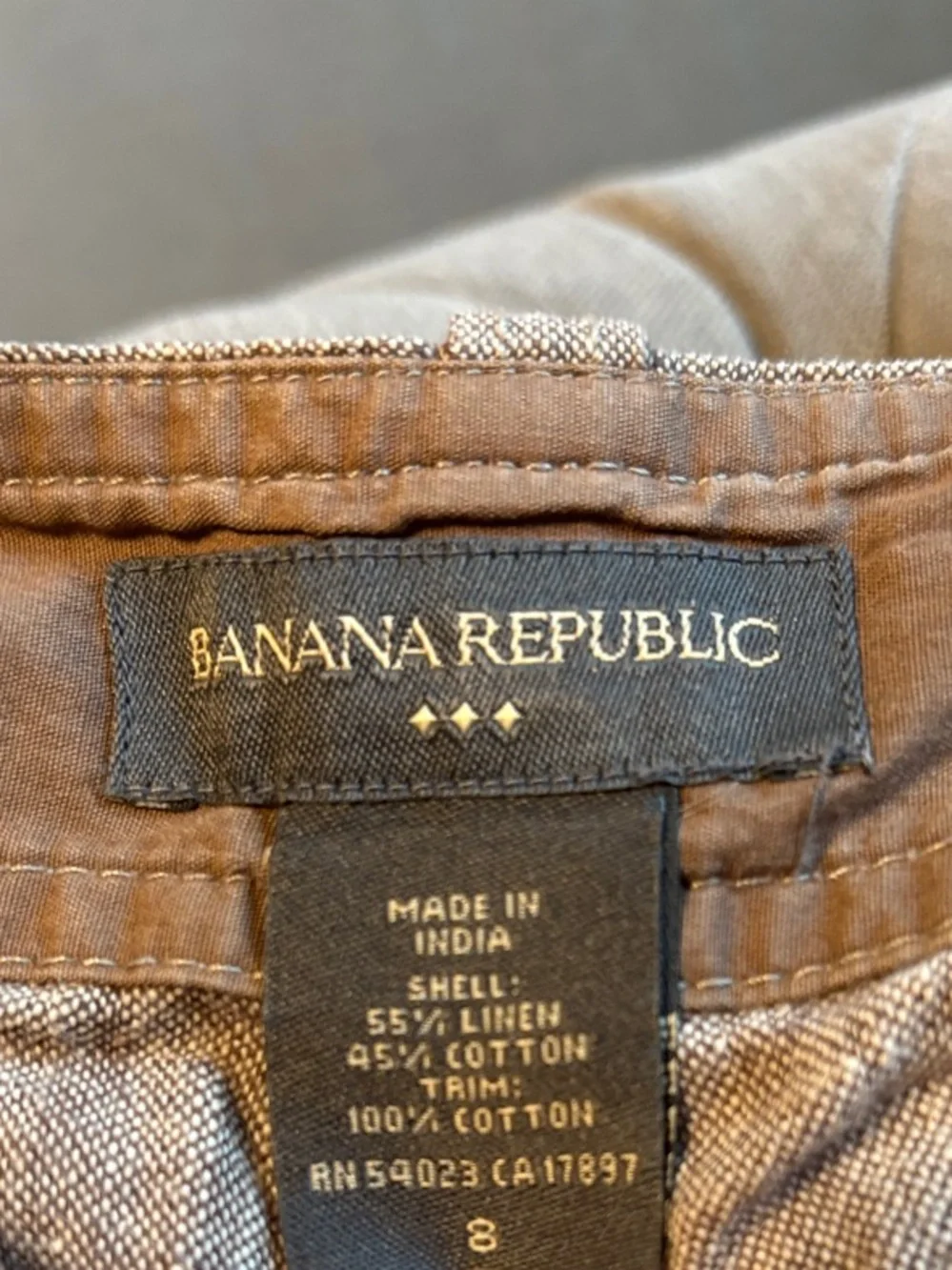 Banana Republic Brown Linen-Cotton Waistband Top